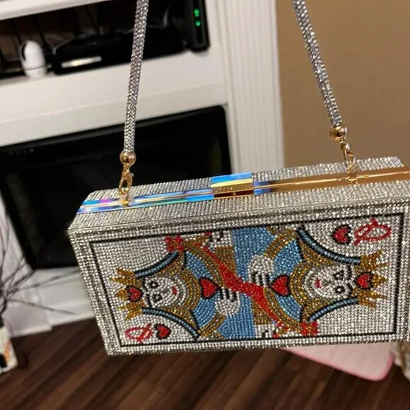 Neiman Marcus Minaudière Queen of Hearts Purse - Picture 1 of 6